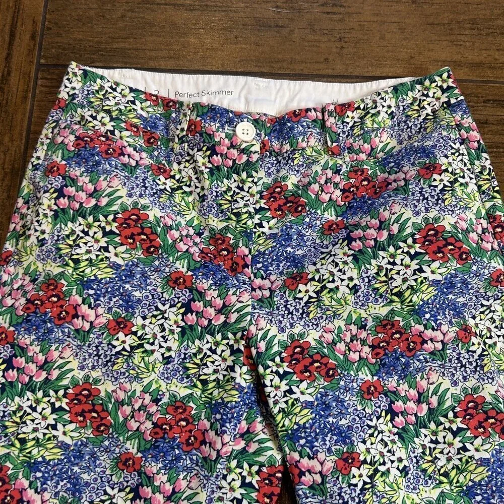 Talbots Perfect Skimmer Cottage Floral Cropped Pants Size 2
